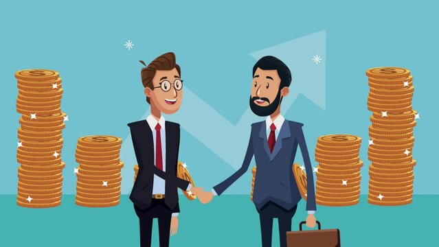 elegants businessmen done deal with coins