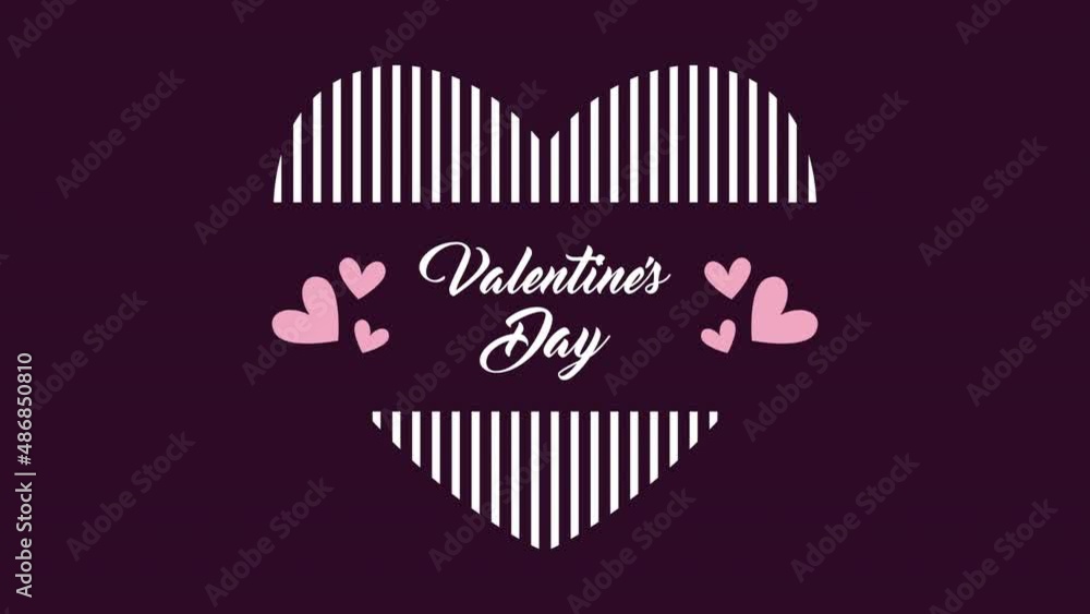 Poster happy valentines day lettering in heart striped