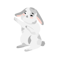 Cute Bunny isolated vector Illustration. Happy Easter design. Grey rabbit in cartoon style for baby t-shirt print, fashion print design, kids wear, baby shower celebration greeting and invitation card