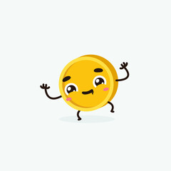 Cute coin cartoon. Coin character