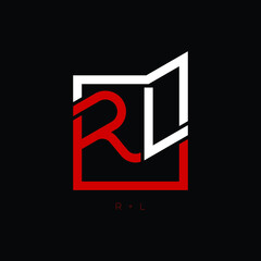 Lettering R and L or alphabet L and R. Simple and modern logo vector