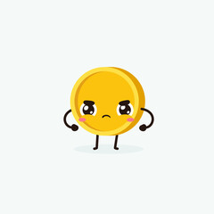 Cute coin cartoon. Coin character
