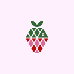 Simple and modern logo design. House and strawberry vector logo for your business