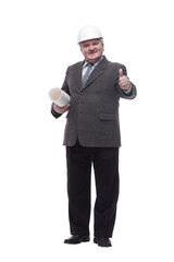 business man with drawings for a new project.