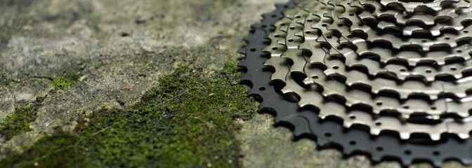 Bicycles component, cassette sprocket with negative space on side, selected focus