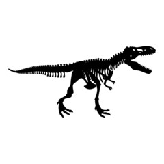 Dinosaur skeleton tyrannosaurus rex bones silhouettes icon black color vector illustration image flat style