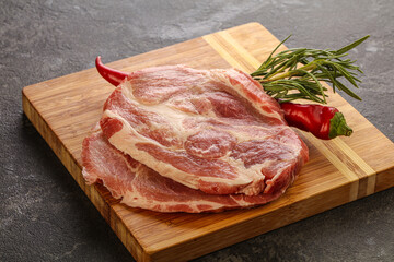 Raw pork meat neck steak