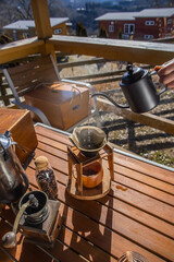 ドリップコーヒー　 drip coffee at campsites and outdoors 