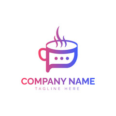 Chat Coffee Logo Design Vector illustration