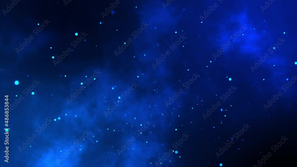 Poster digital particles glitter blue and black color abstract background. 3d rendering animation 4k