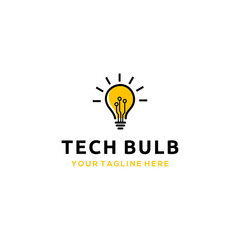 Tech bulb tech idea smart logo vector icon illustration