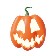 Halloween Funny Lantern Jack Pumpkin. 3D Illustration. File With Clipping Path.