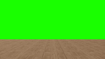 Empty wooden table promotion tamplate blank on isolated green chromakey background