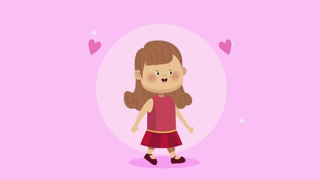 little lover girl with hearts character animation