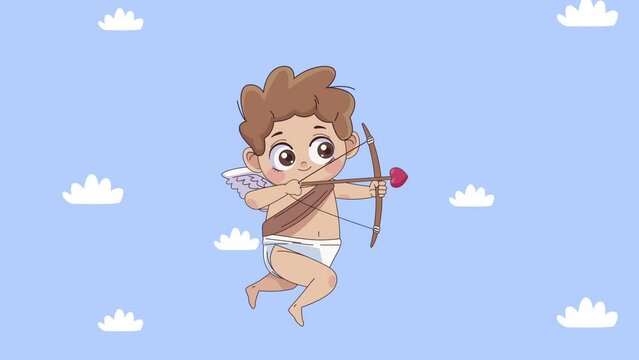 cupid angel with arch character animation