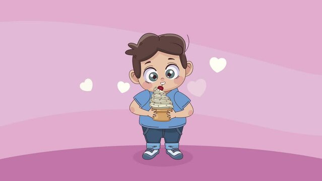 little lover boy with cupcake animation