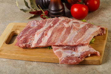 Raw pork ribs for cooking