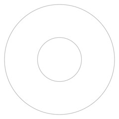 Circle inside another circle. Simple outline vector icon with thin lines, isolated on transparent background. Line thickness editable