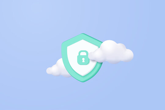 3D password secure for online payment on cloud blue sky background concept, user account for 3d security with payment protection on isolated vector render background
