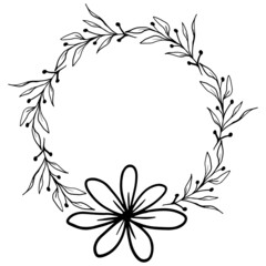 Botanical wreath frame vector, illustration