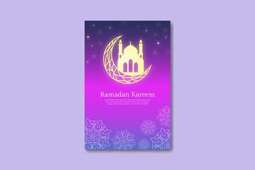 Gradient ramadan kareem vertical poster template