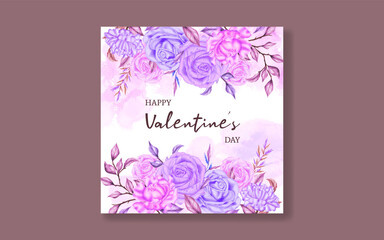Lovely valentine's day card template with floral bouquet