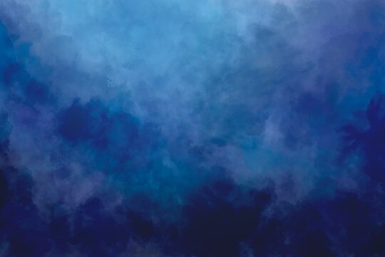 抽象アート背景）紺色のグラデーションの空　ナチュラル　ダーク　青　ふわふわ　雲
