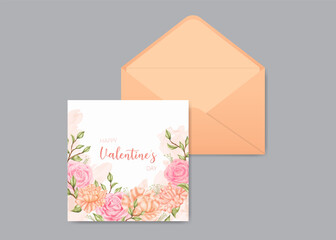 Lovely valentine's day card template with floral bouquet