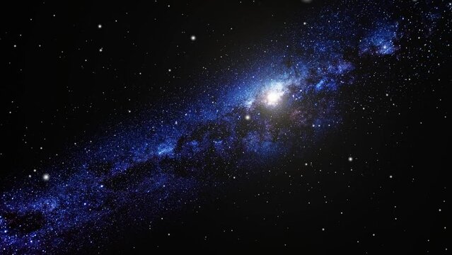 point of view blue milky way galaxy in space
