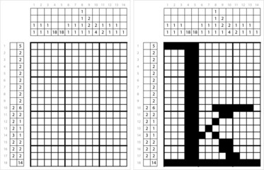 Fototapeta premium Alphabet k Lowercase Nonogram Pixel Art M_2112002