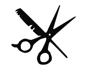 Silhouette of the Scissors with a comb.
Flat vector, EPS 10.