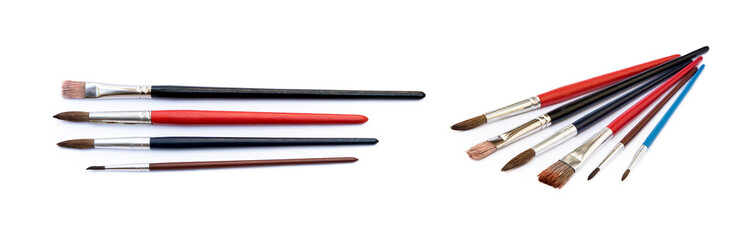 Fototapeta premium Set of paint brushes isolated on a white background