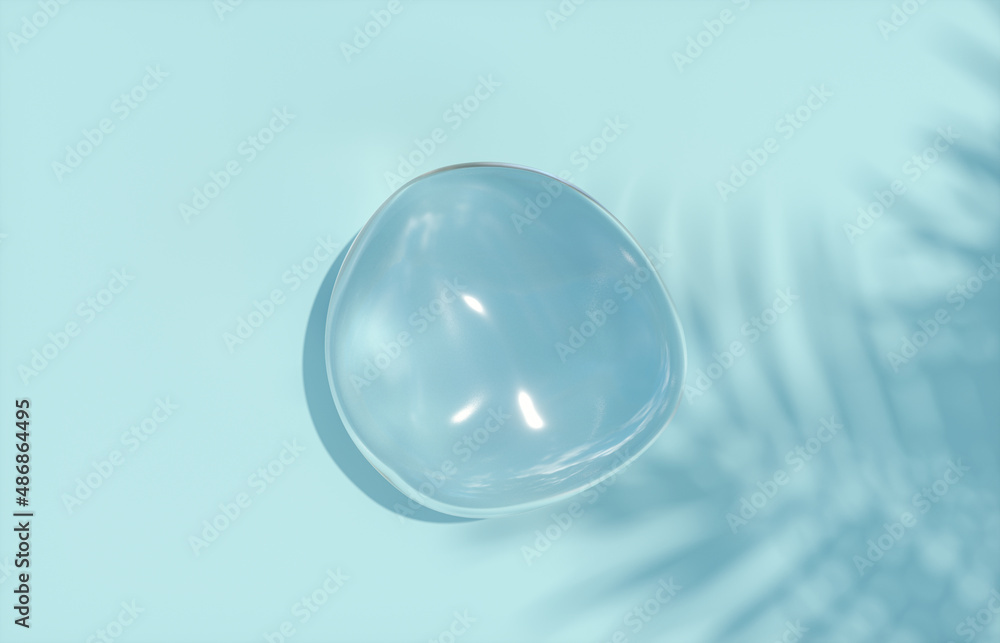 Aufkleber natural water drop on floor with foliage shadow background for product display. flat lay. top view. 