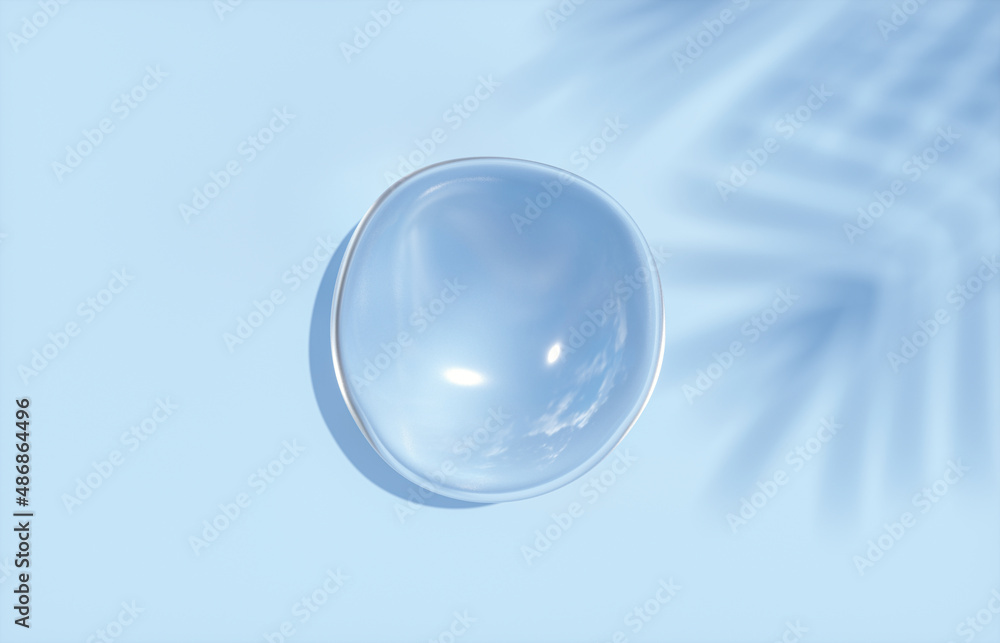 Aufkleber natural water drop on floor with foliage shadow background for product display. flat lay. top view. 