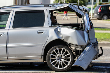 Two cars involved in a collision or crash