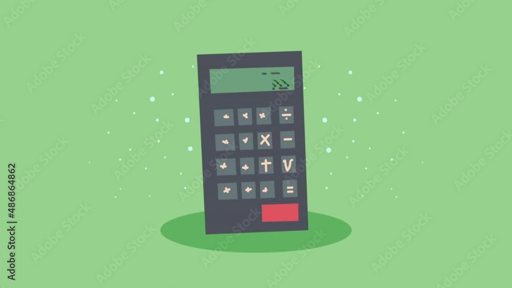 Poster calculator math device tech animation