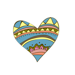 Vector heart shape. Hand drawn ornament blue heart. Doodle for Valentine greeting card on white