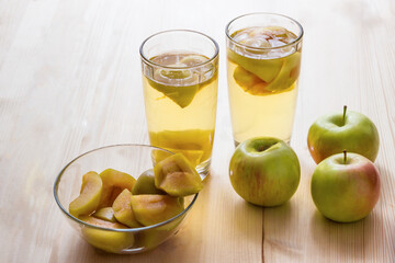 Compote of apples in glass cups. Apples Fresh and compote apples.