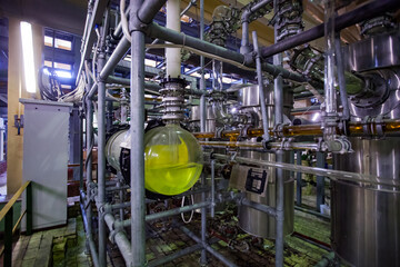 Pavlodar, Kazakhstan - May 29 2012: Caustic chemical plant. Chemical reactor for sodium...