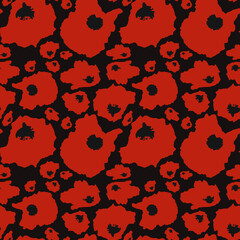 Red seamless floral background. pattern with red flowers. Floral vector illustration