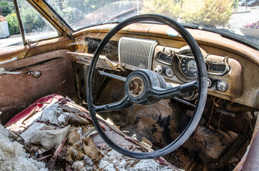 interior abandoned car vintage vehicle in Australia.
