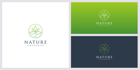 Minimalist elegant leaf with line art style 