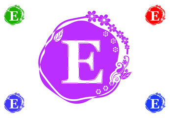 Letter e with flower logo and icon graphic design template