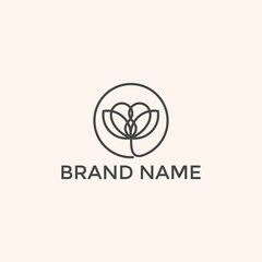 Fototapeta premium Simple leaf logo is a linear floral style vector design. - Vector