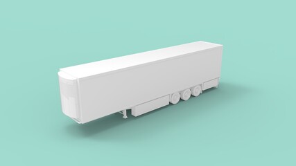 3D rendering of a semi truck trailer black empty space template isolated in studio background