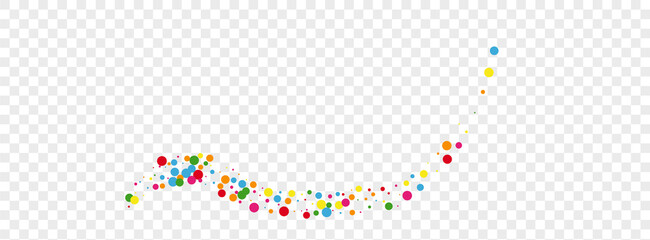 Bright Round Background Transparent Vector. Geometric Congratulation Illustration. Rainbow Anniversary. Multicolored Circle Fiesta. Polka Party Template.