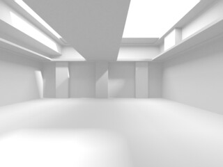 Fototapeta premium Illuminated corridor interior design. Empty Room Interior Background