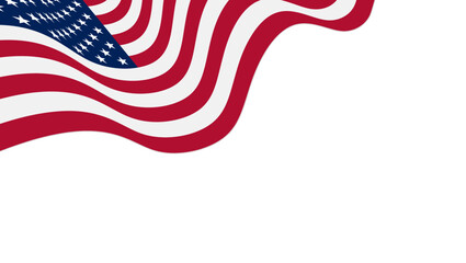 The United States of America or American waving flag on the white background. Vector illustration for American or USA waving flag. Independence day American flag. Vector version. 