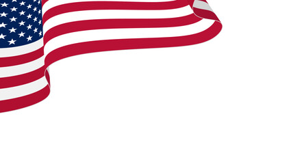 The United States of America or American waving flag on the white background. Vector illustration for American or USA waving flag. Independence day American flag. Vector version. 