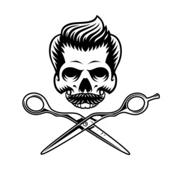 Barber skull with scissors